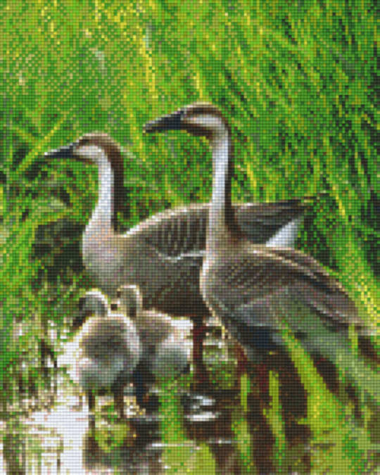 Geese Family Nine [9] Baseplate PixelHobby Mini-mosaic Art Kit